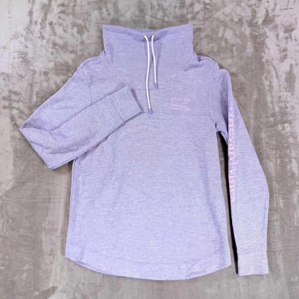 Vineyard Vines Womens XS Shep Shirt Funnel Neck Pullover Purple Whale Logo